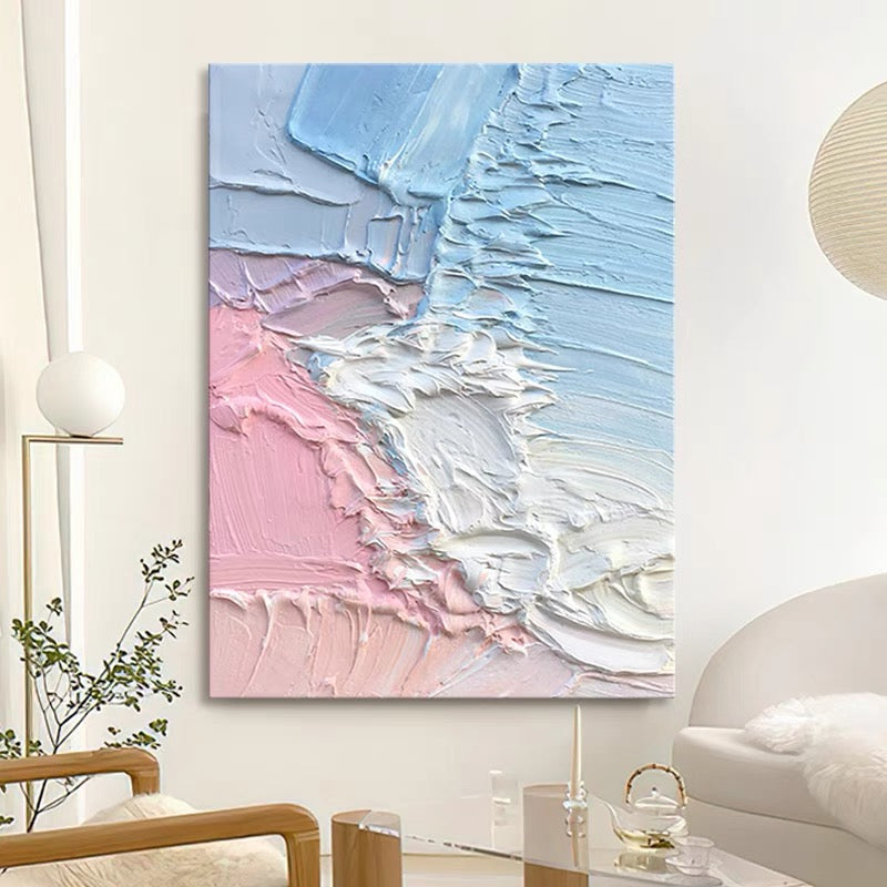 Strukturgemälde in Rosa und Blau