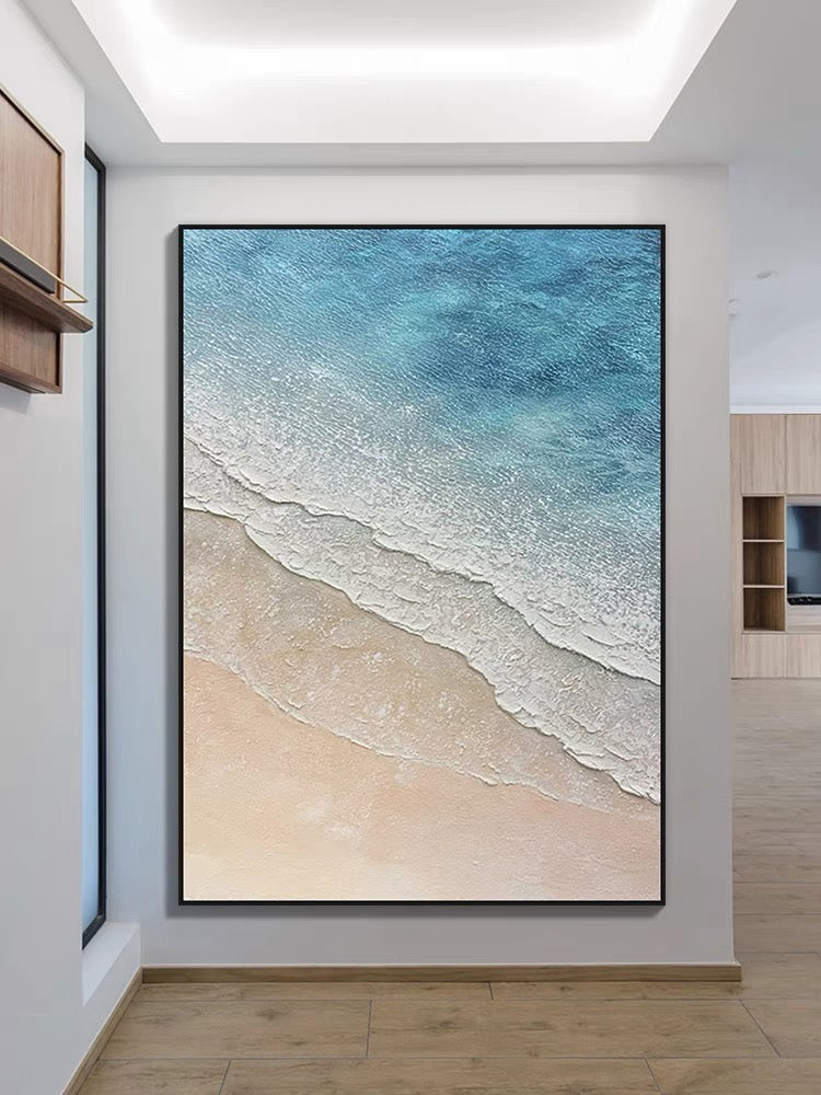 Pintura texturizada de tranquilidad y paisaje marino