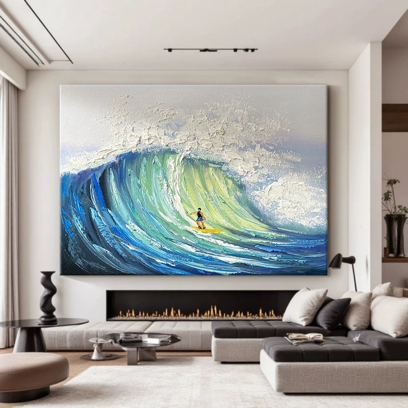 Surfer at Nazaré - Hand Painting