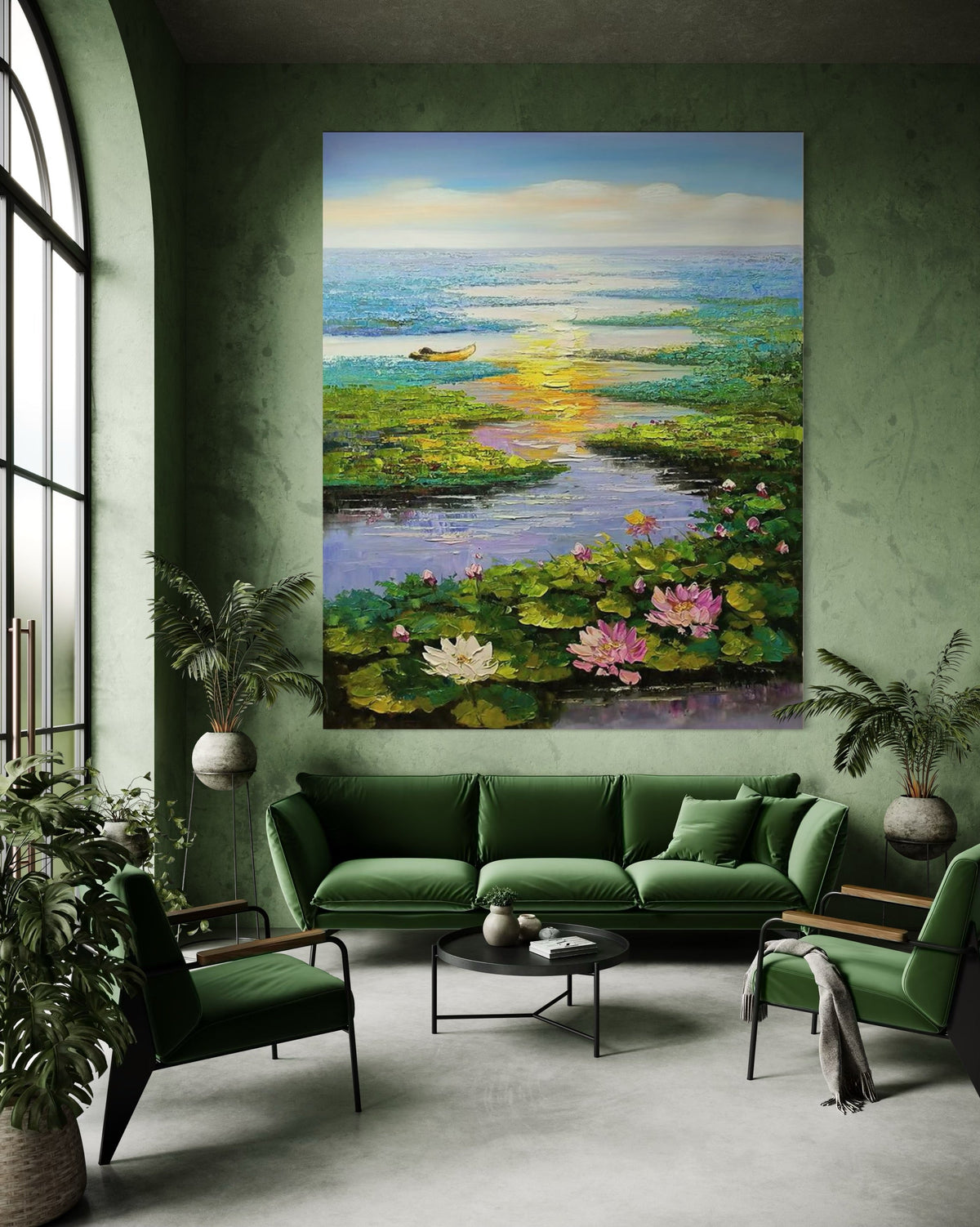 Sunset Chant of the Lotus - Hand Painting