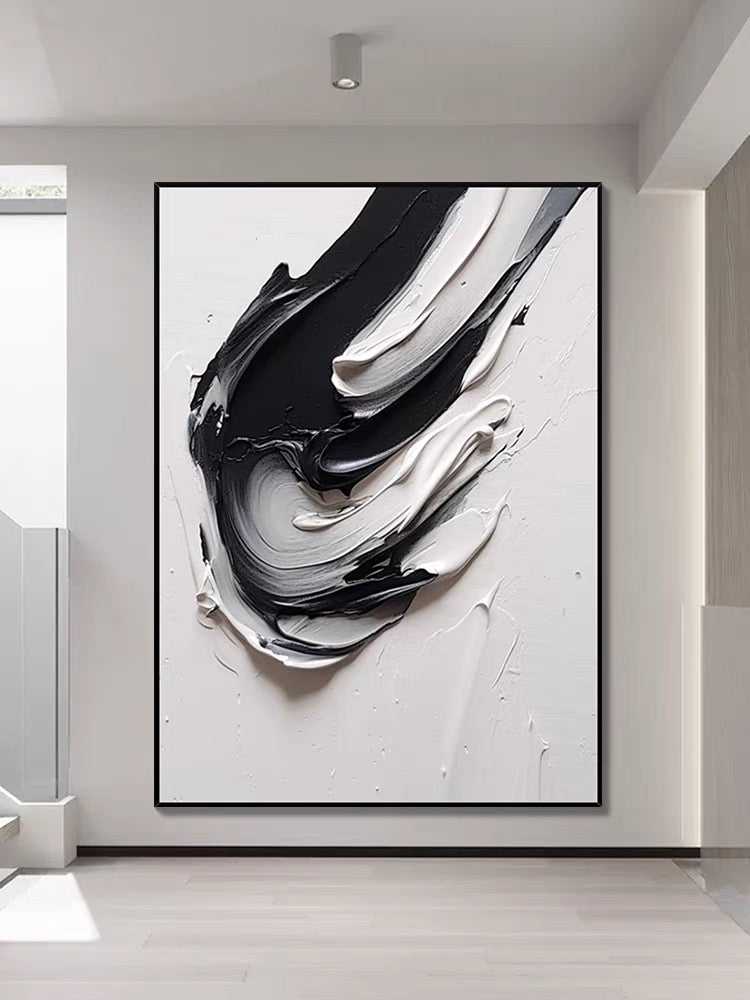 Pintura en blanco y negro con textura pesada