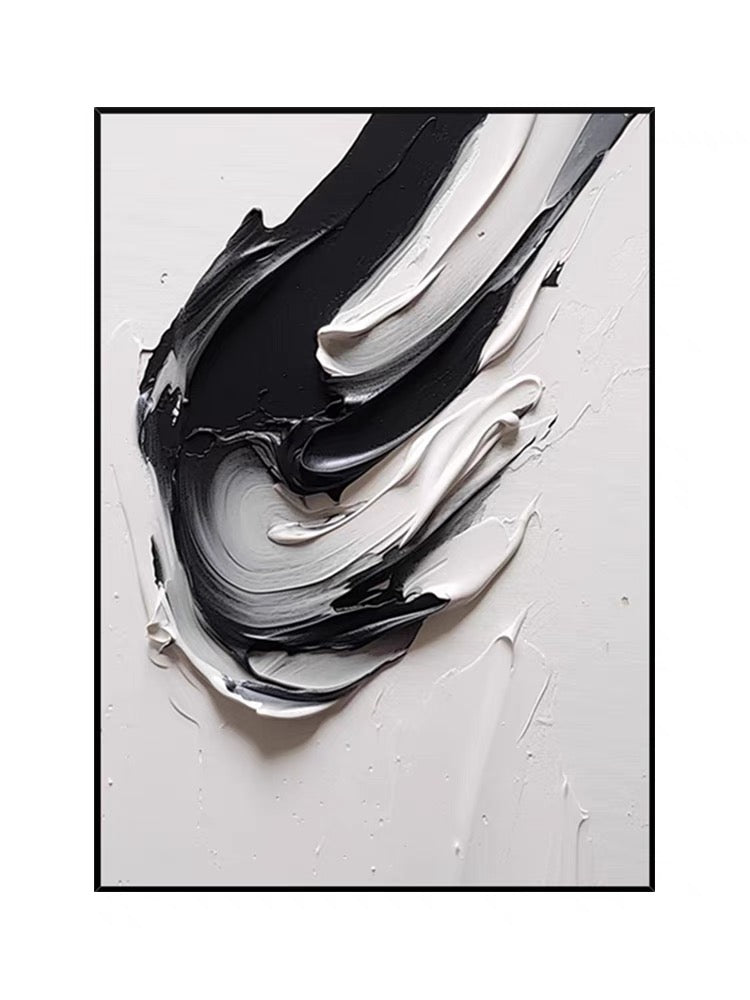Pintura en blanco y negro con textura pesada