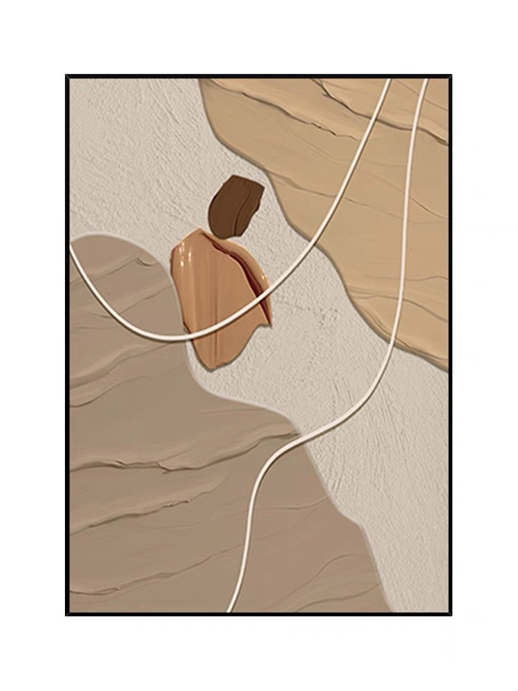 Strukturierte Wandkunst in Kaffeebeige