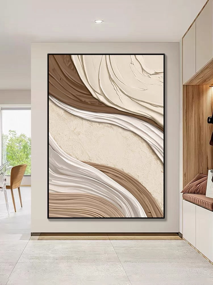 Arte de pared texturizado en marrón y crema