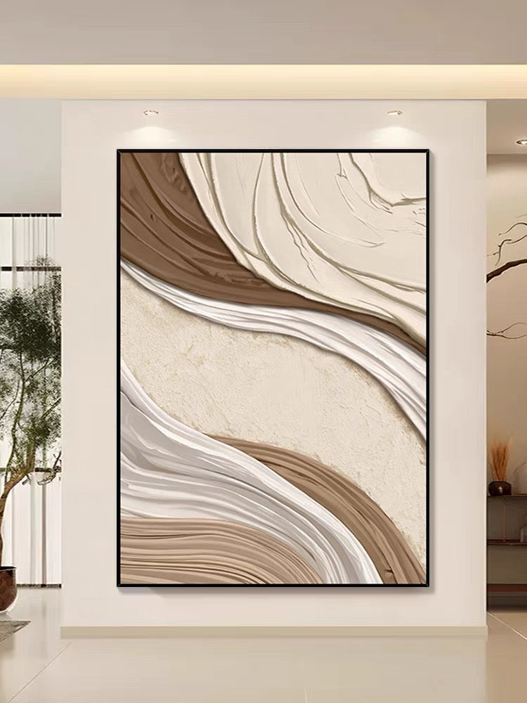 Arte de pared texturizado en marrón y crema