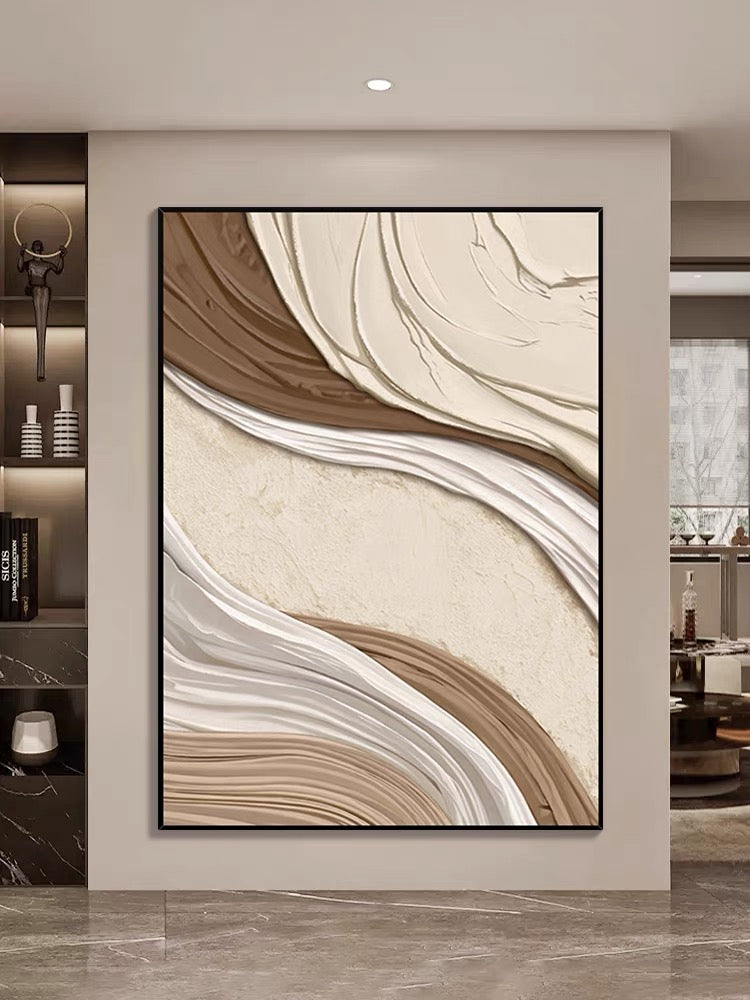 Arte de pared texturizado en marrón y crema