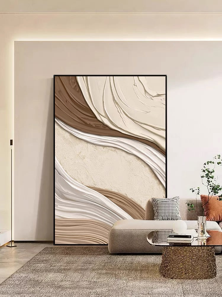 Brown and Cream Textured Wall Art - Hand Painting