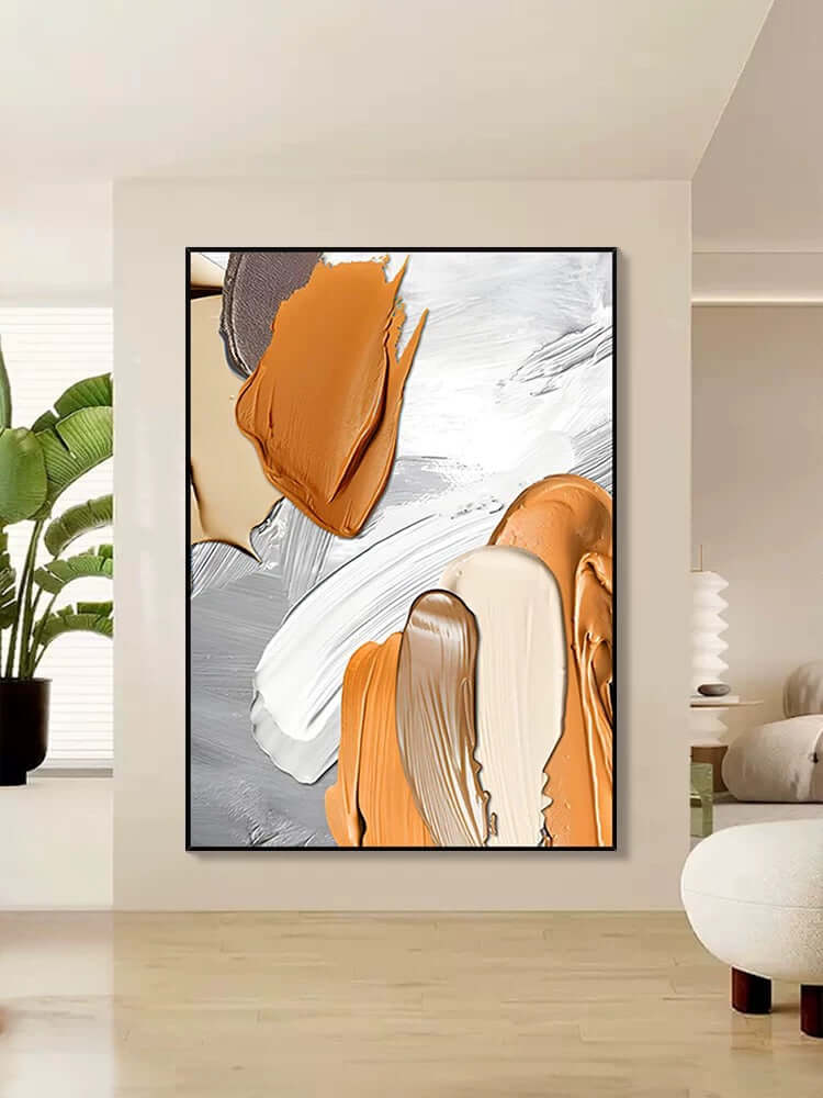 Arte de pared con textura naranja y marrón