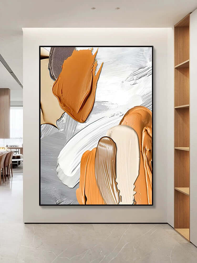 Arte de pared con textura naranja y marrón