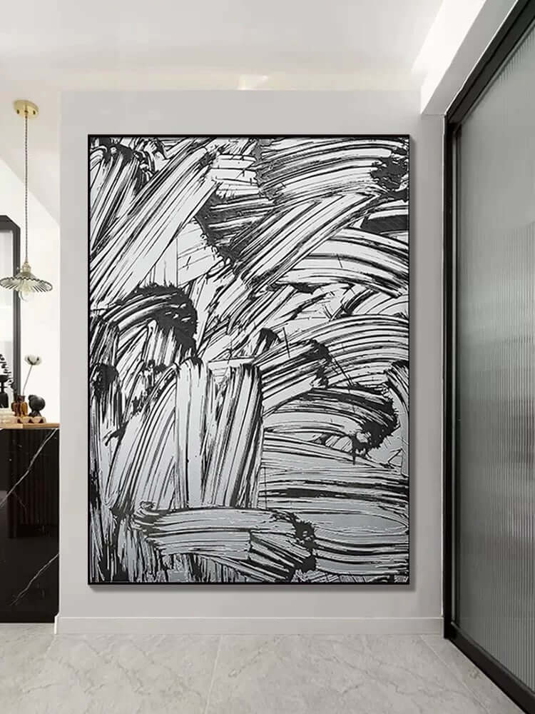 Luxurious Black and White Style Textured Painting - Hand Painting