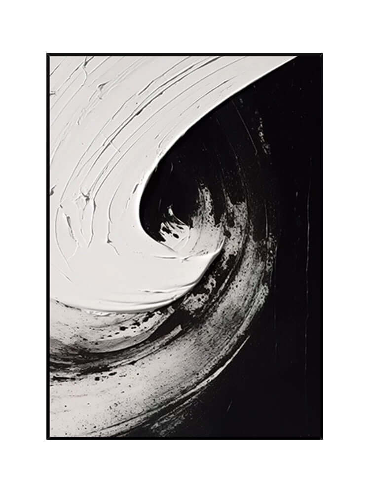 Black and White Swirl Oil Painting - Hand Painting