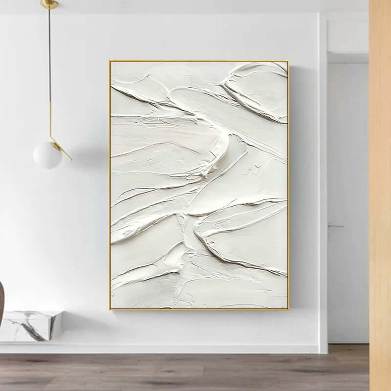 White Heavy Textured Painting - Hand Painting