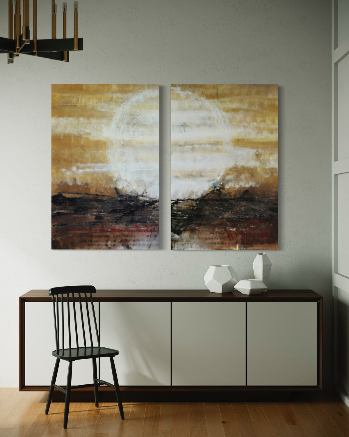 Radiant Solstice 2 Panel Art - Hand Painting