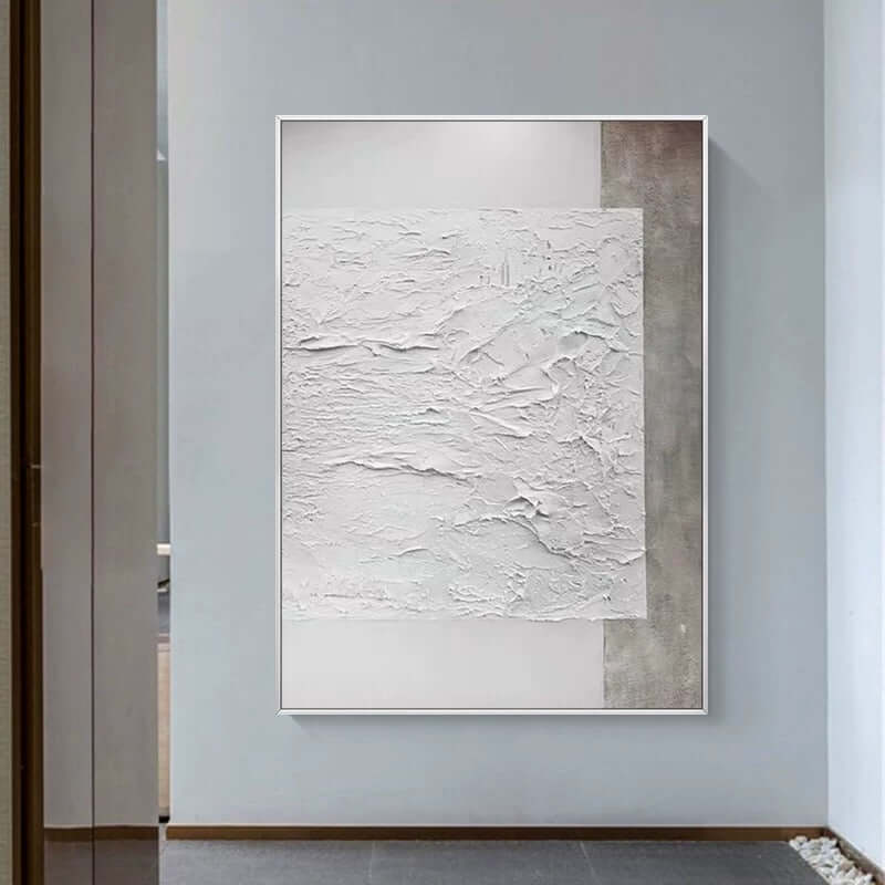 Beige and White Beach Textured Painting - Hand Painting