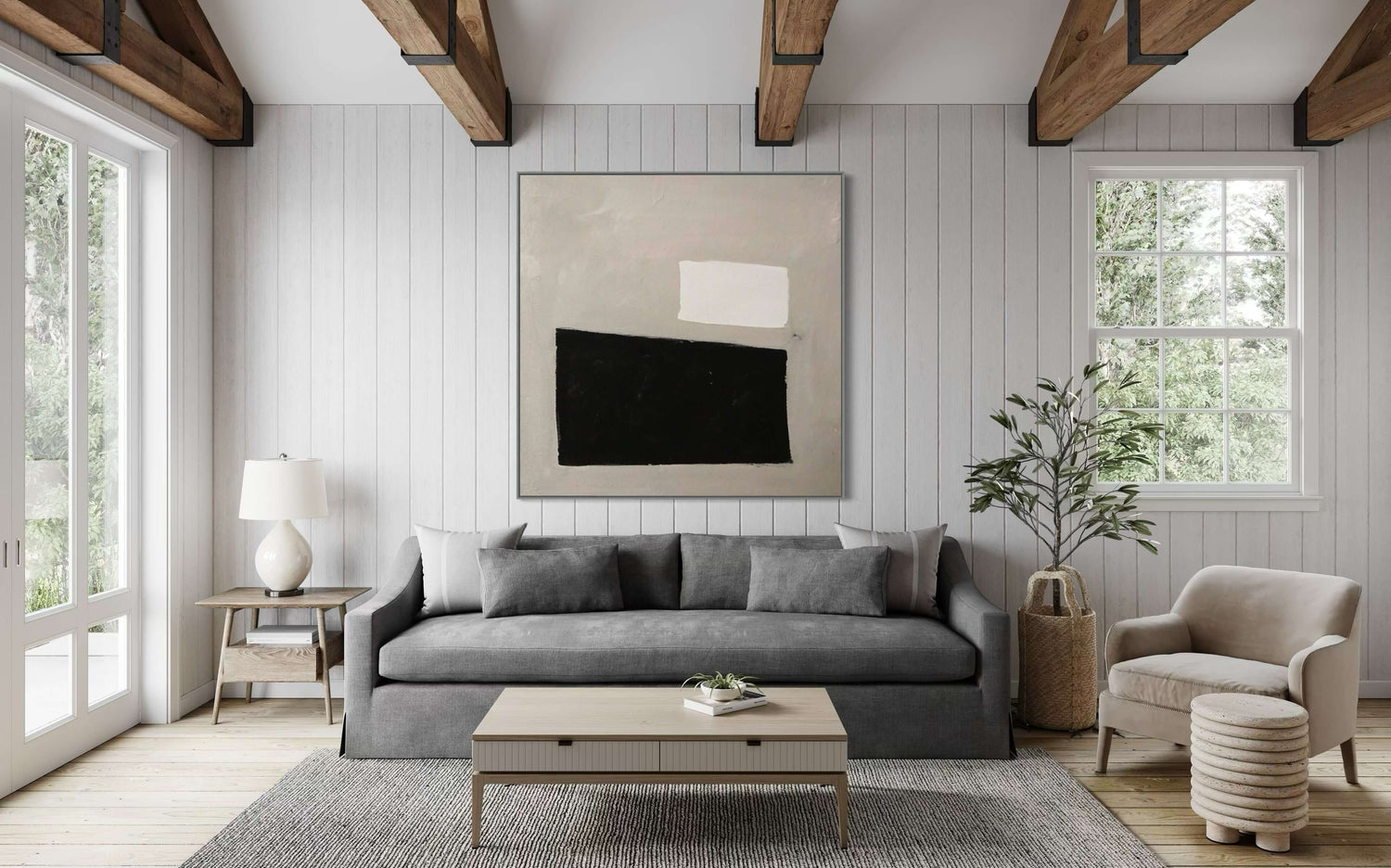 Beige ombragé Wabi Sabi Wall Art