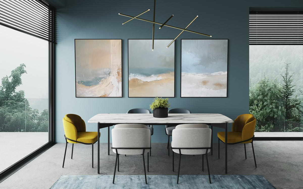 Blue Ocean Abstract Triptych - Hand Painting