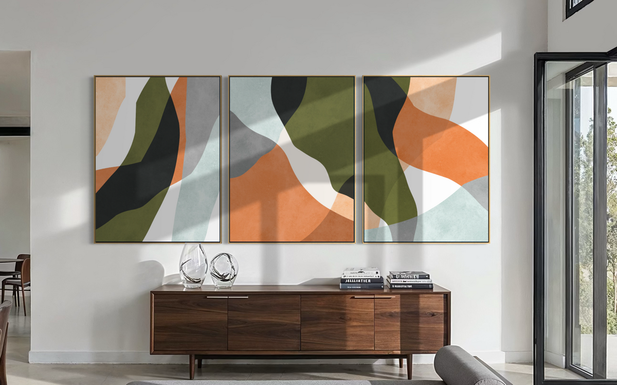 Expressionist Forms Triptych - Hand Painting