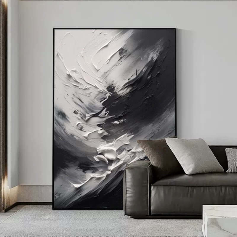 Black and White Clouds Swirling - Hand Painting
