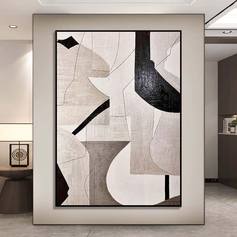 Braun-beige geometrische strukturierte Wandkunst