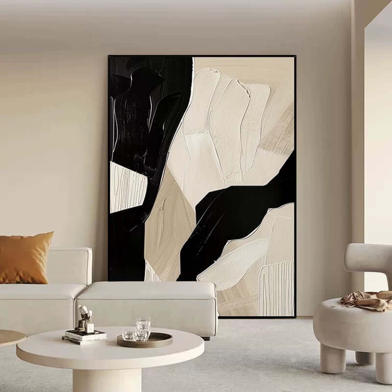 Black Brown Beige and White Geometric Texture - Hand Painting