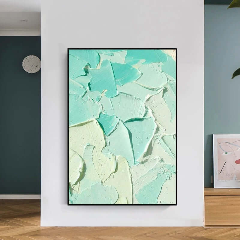 Turquoise Heavy Textured Painting - Hand Painting