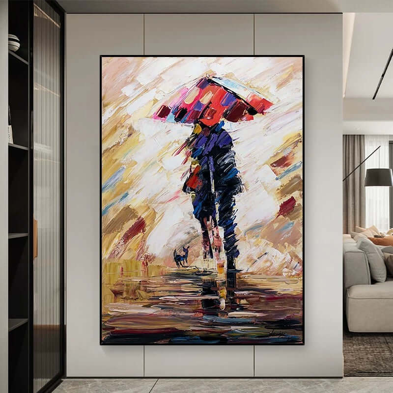 Pintura abstracta de amantes misteriosos