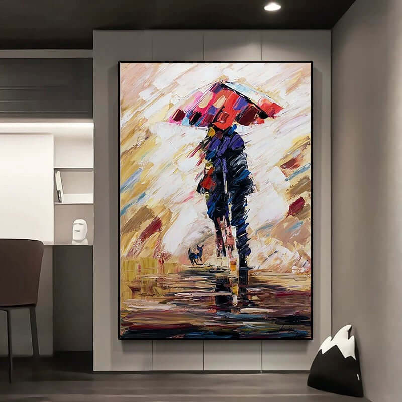 Pintura abstracta de amantes misteriosos