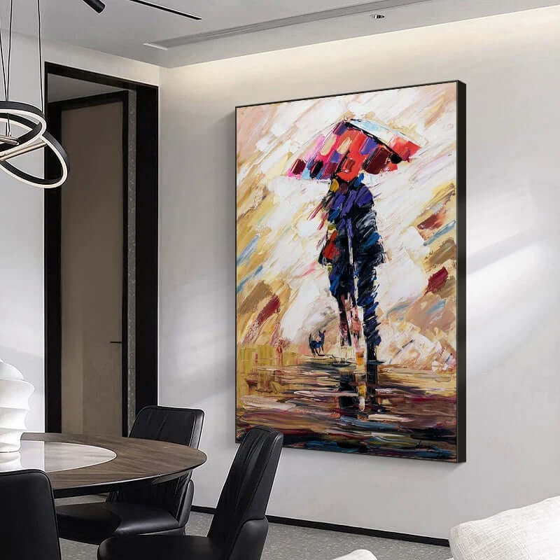 Pintura abstracta de amantes misteriosos