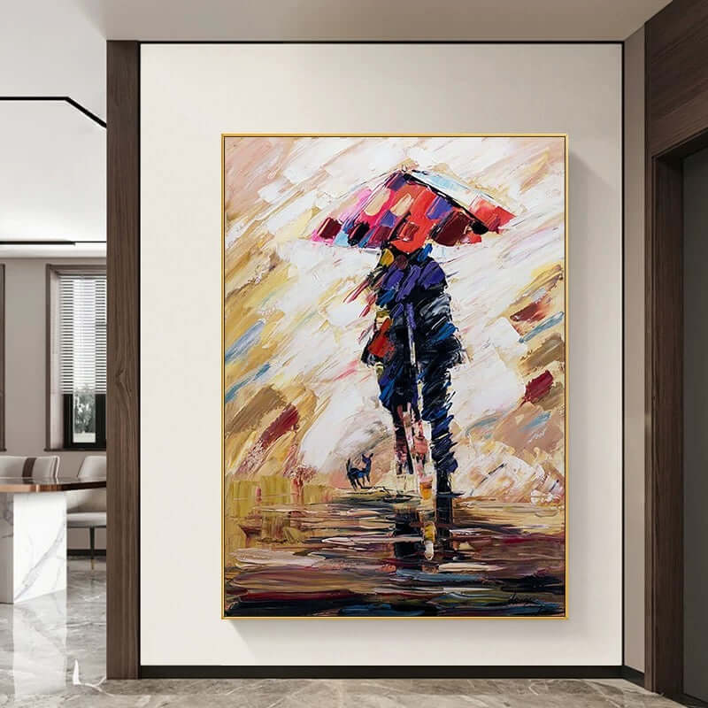 Pintura abstracta de amantes misteriosos