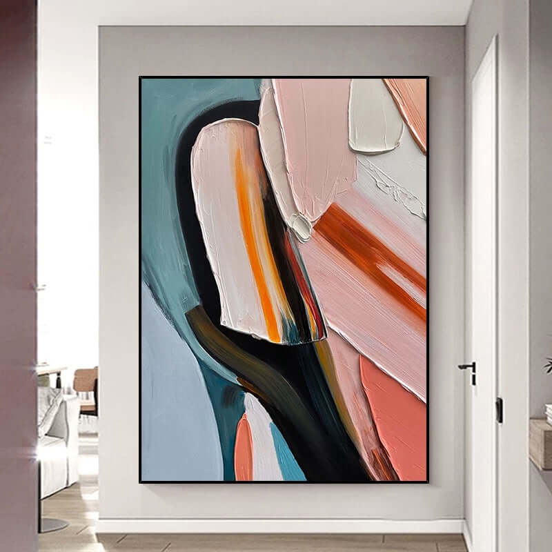 Pink and Blue Multicolor Painting Pink Wall Art