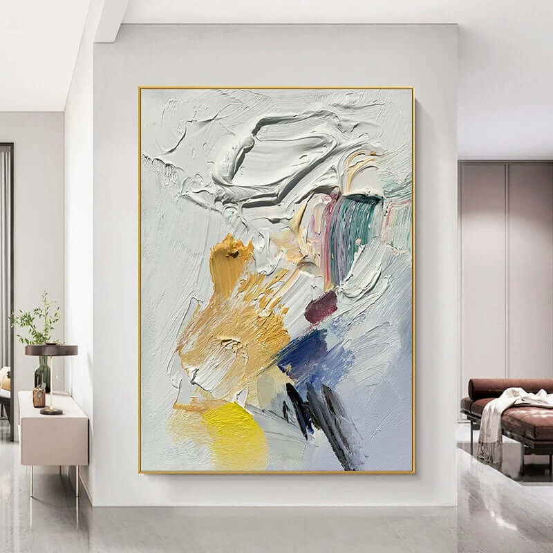 Pintura blanca y multicolor