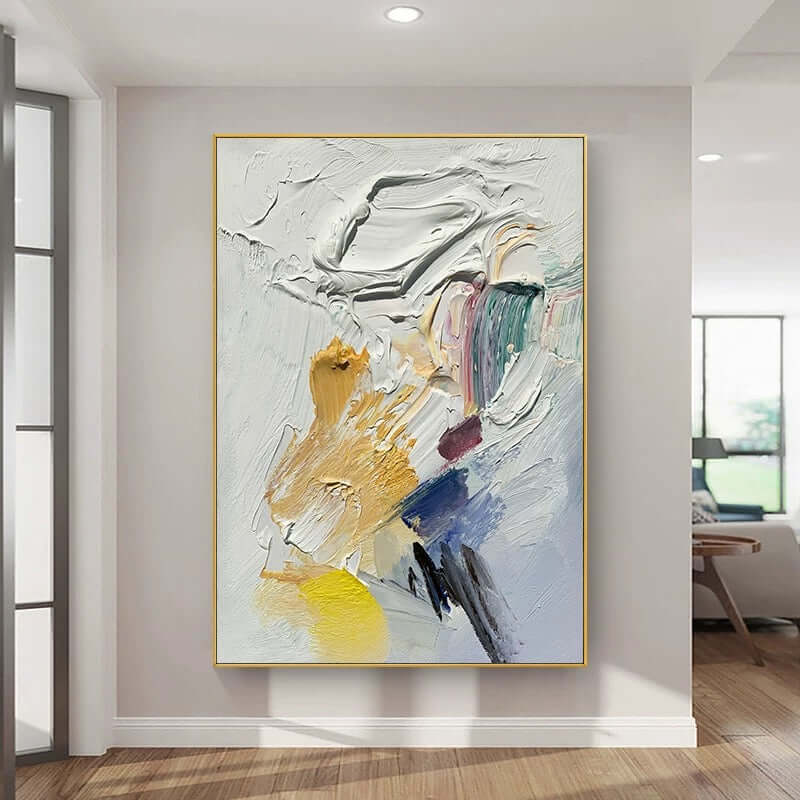 Pintura blanca y multicolor