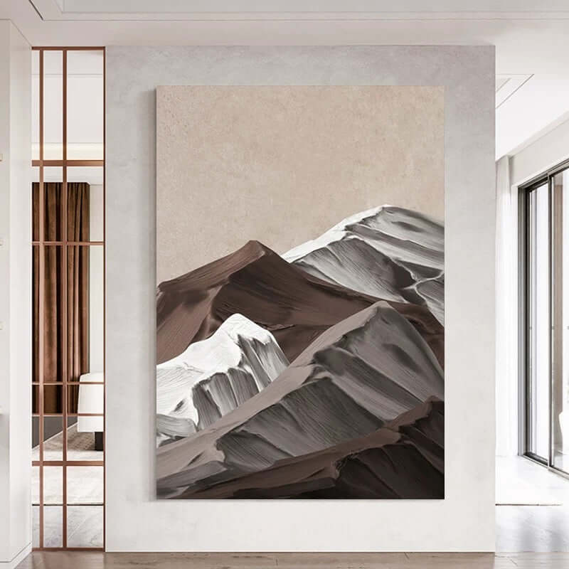 Pintura texturizada de montaña marrón Dining Room Wall Art