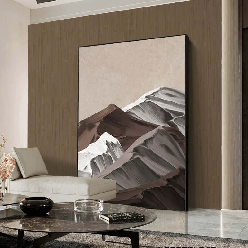 Pintura texturizada de montaña marrón Dining Room Wall Art