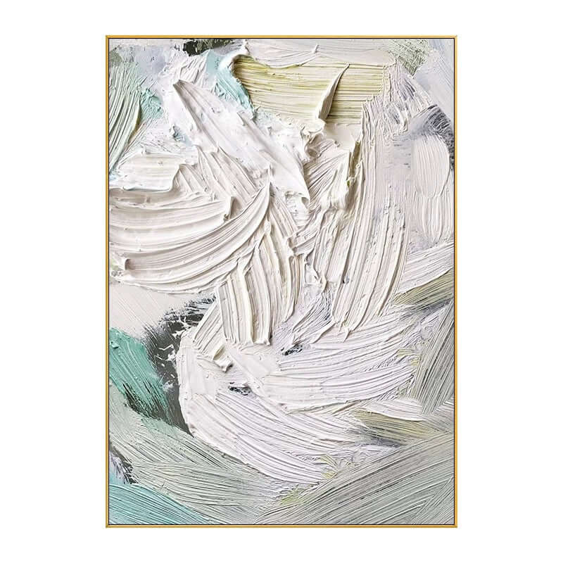Heavy White and Turquoise Painting - Hand Painting