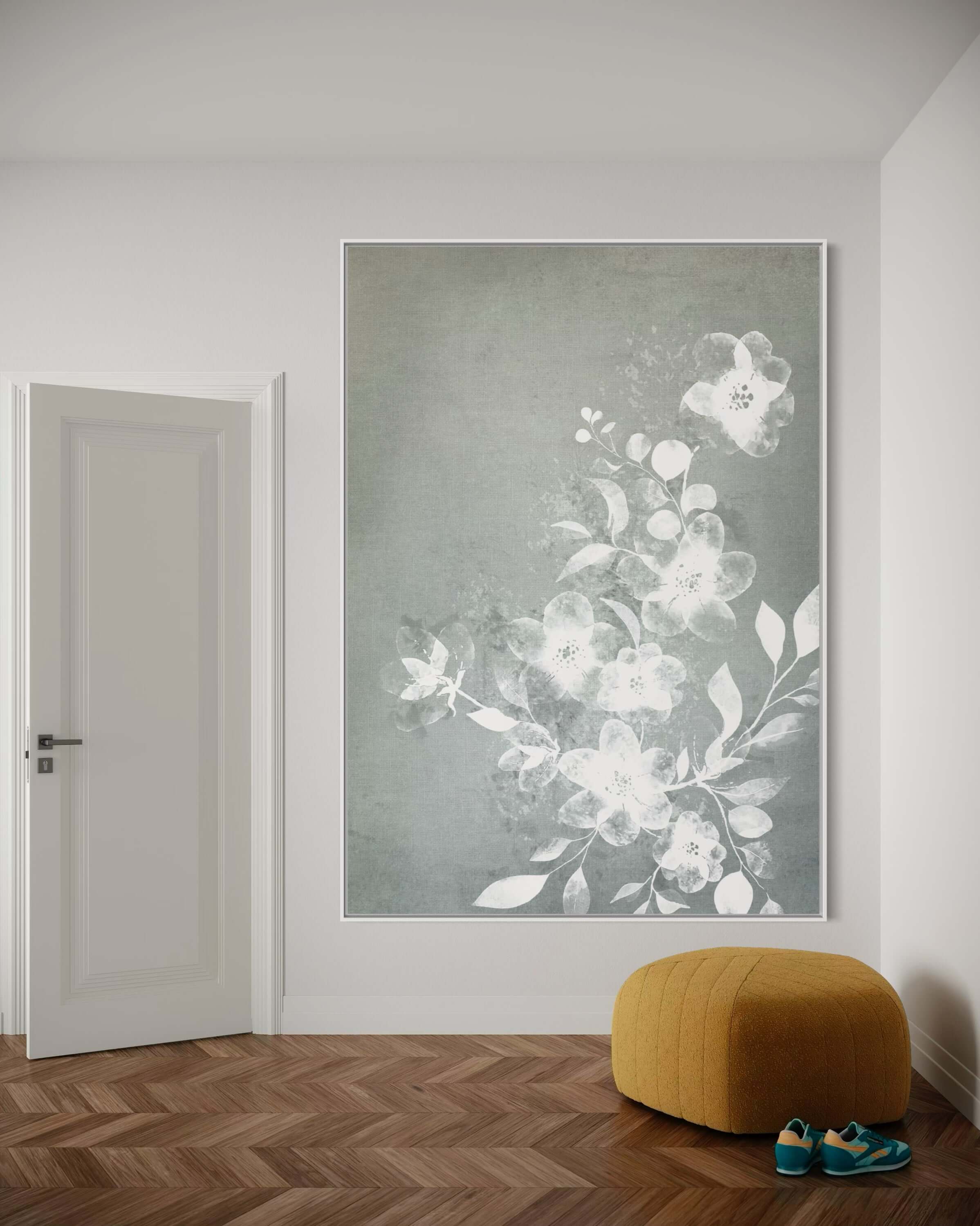 Floral blanco y azul