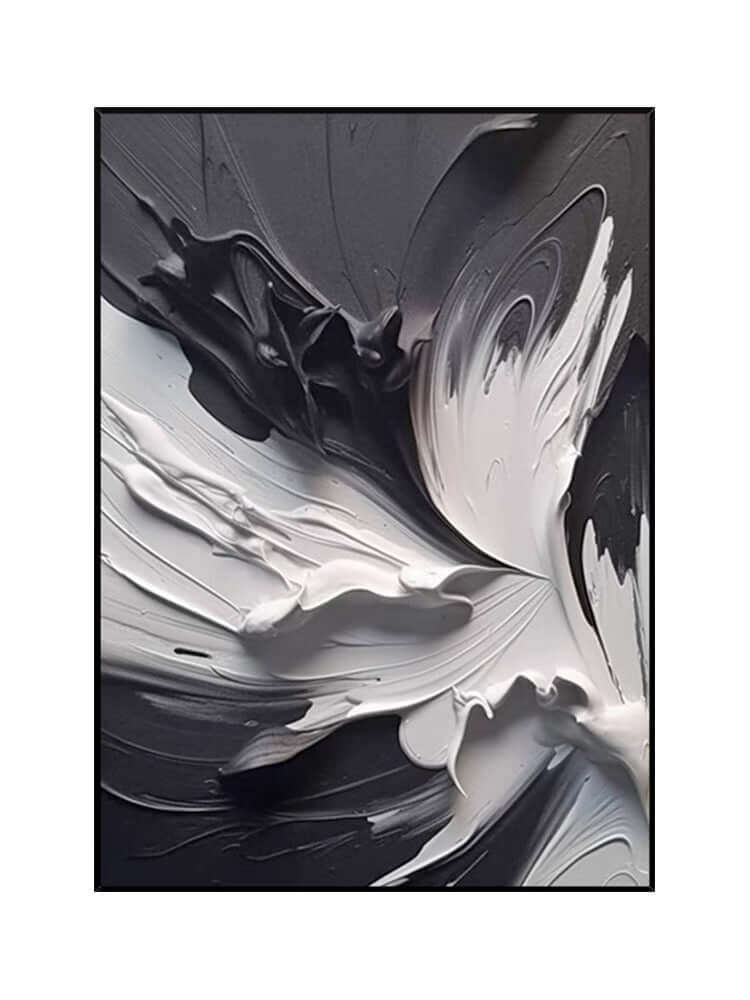 Black and White Swirling Heavy Texture - Hand Painting