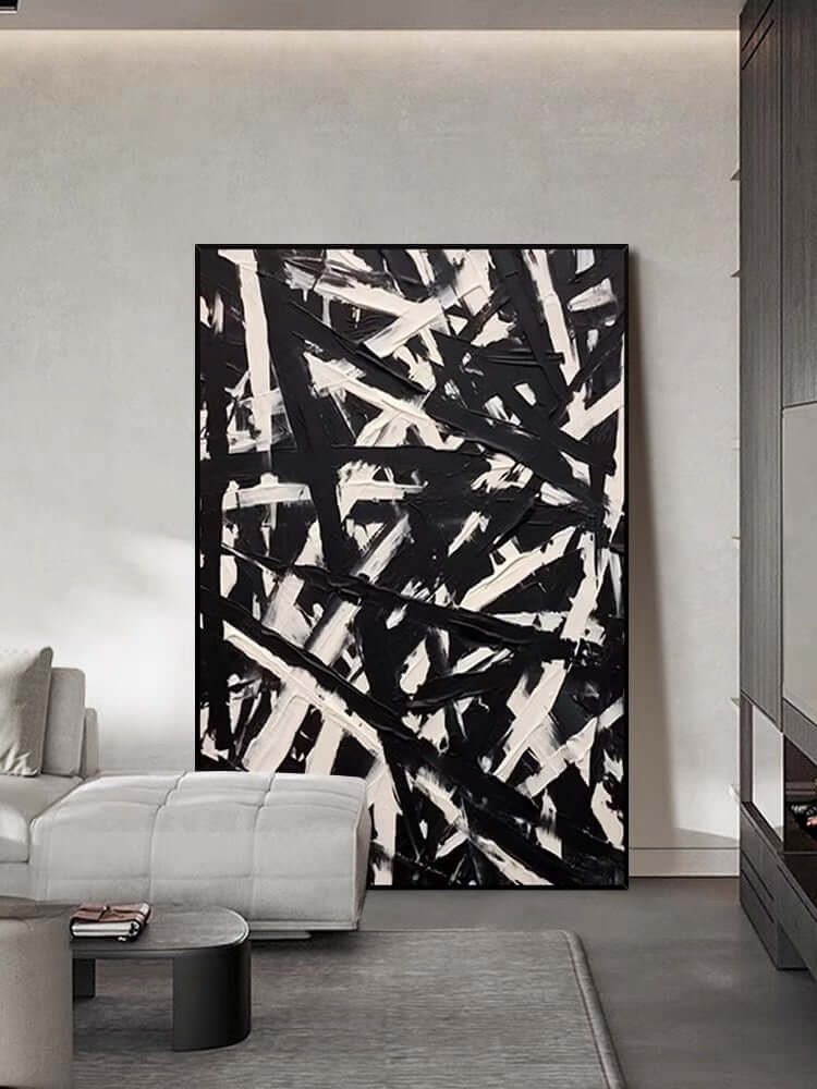 Texture nera e crema incasinata Arte da Parete per Soggiorno