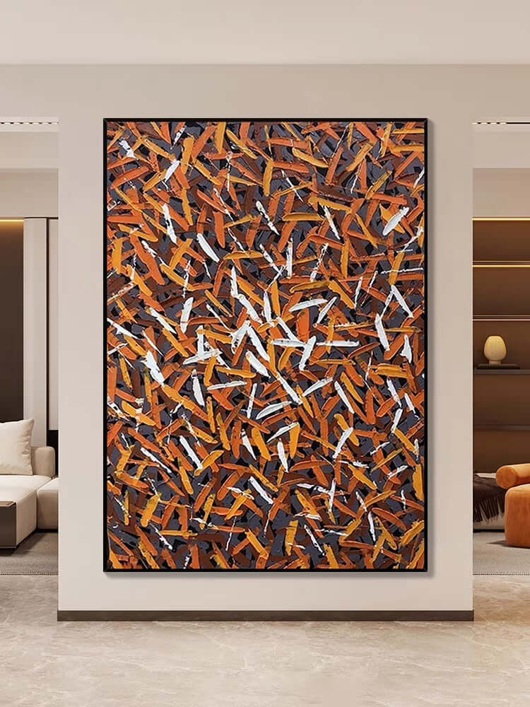 Brown Orange Messed Up Texture Staircase Wall Art