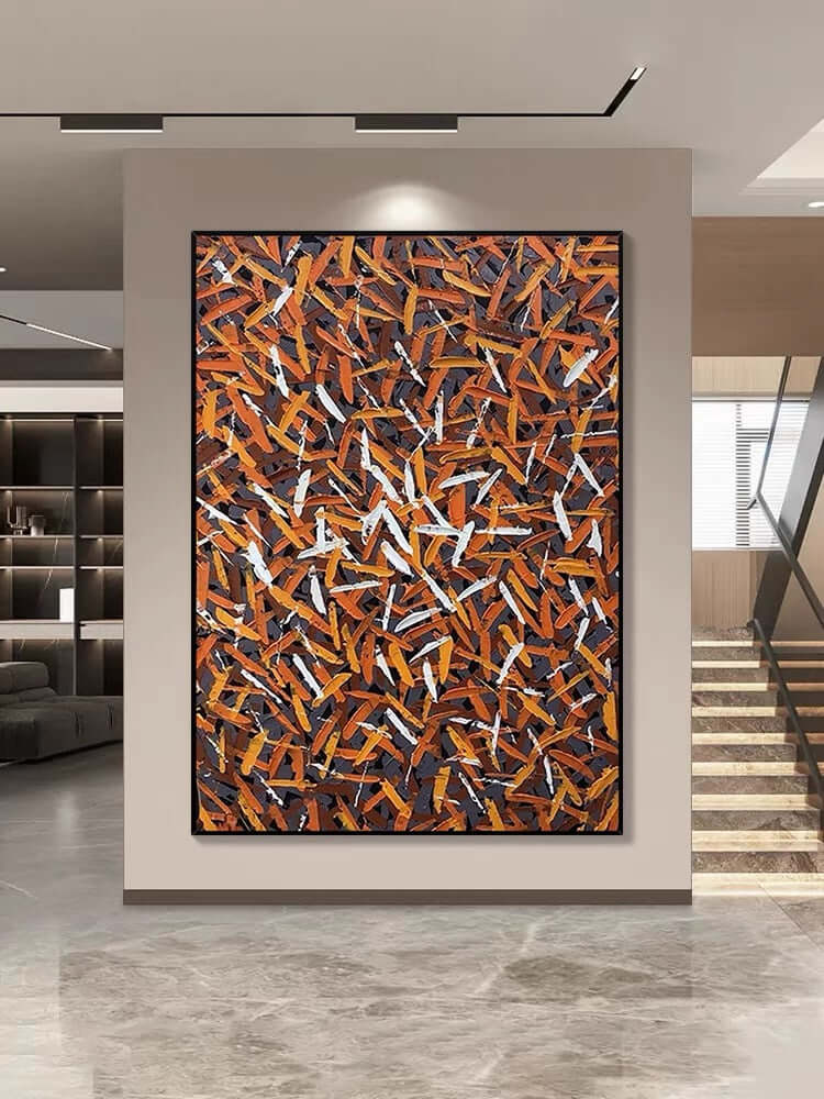 Brown Orange Messed Up Texture Staircase Wall Art
