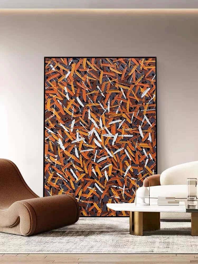 Brown Orange Messed Up Texture Staircase Wall Art