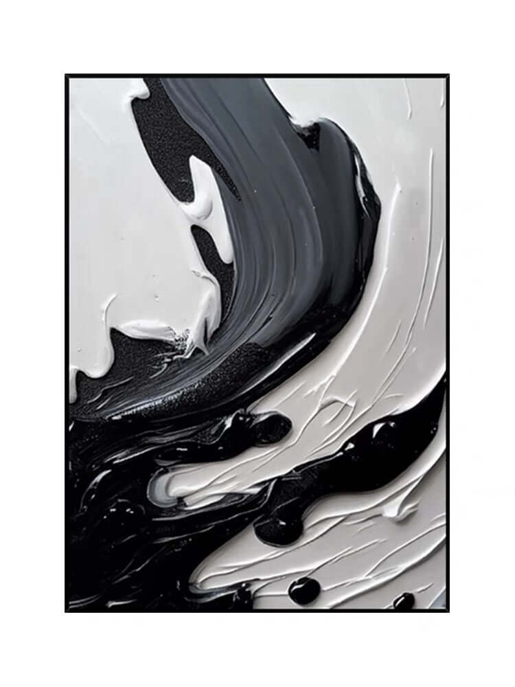 Black Gray and Heavy White Texture Staircase Wall Art