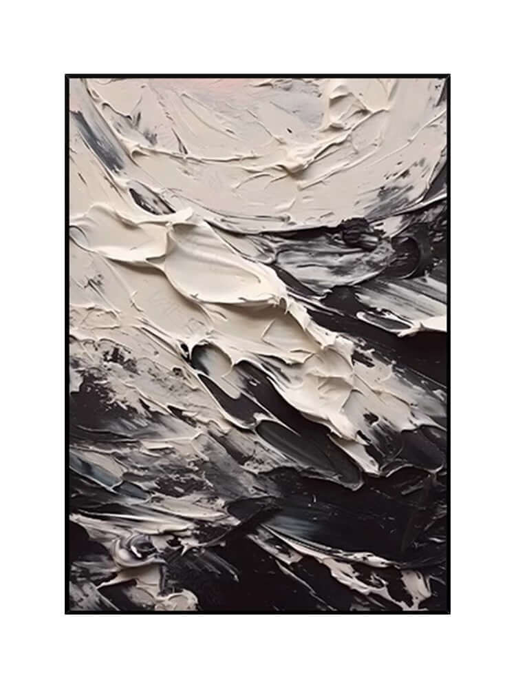Paisaje marino texturizado en negro y crema
