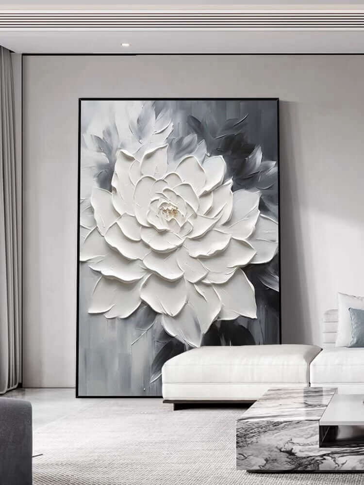 Textura pesada con motivos florales en blanco y negro
