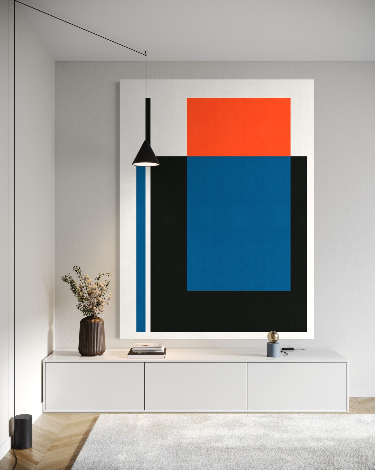 Blue and Red 4 Geometric Wall Art
