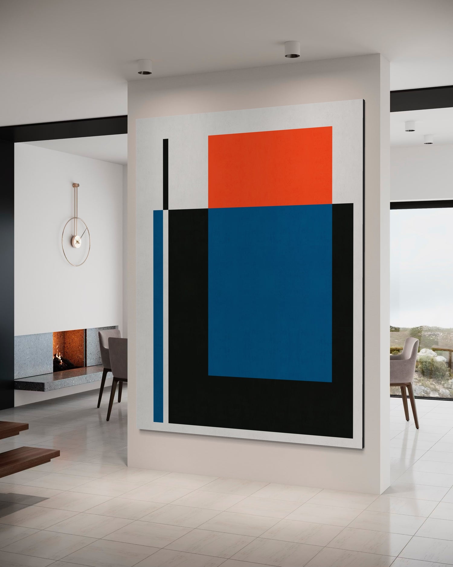 Blue and Red 4 Geometric Wall Art