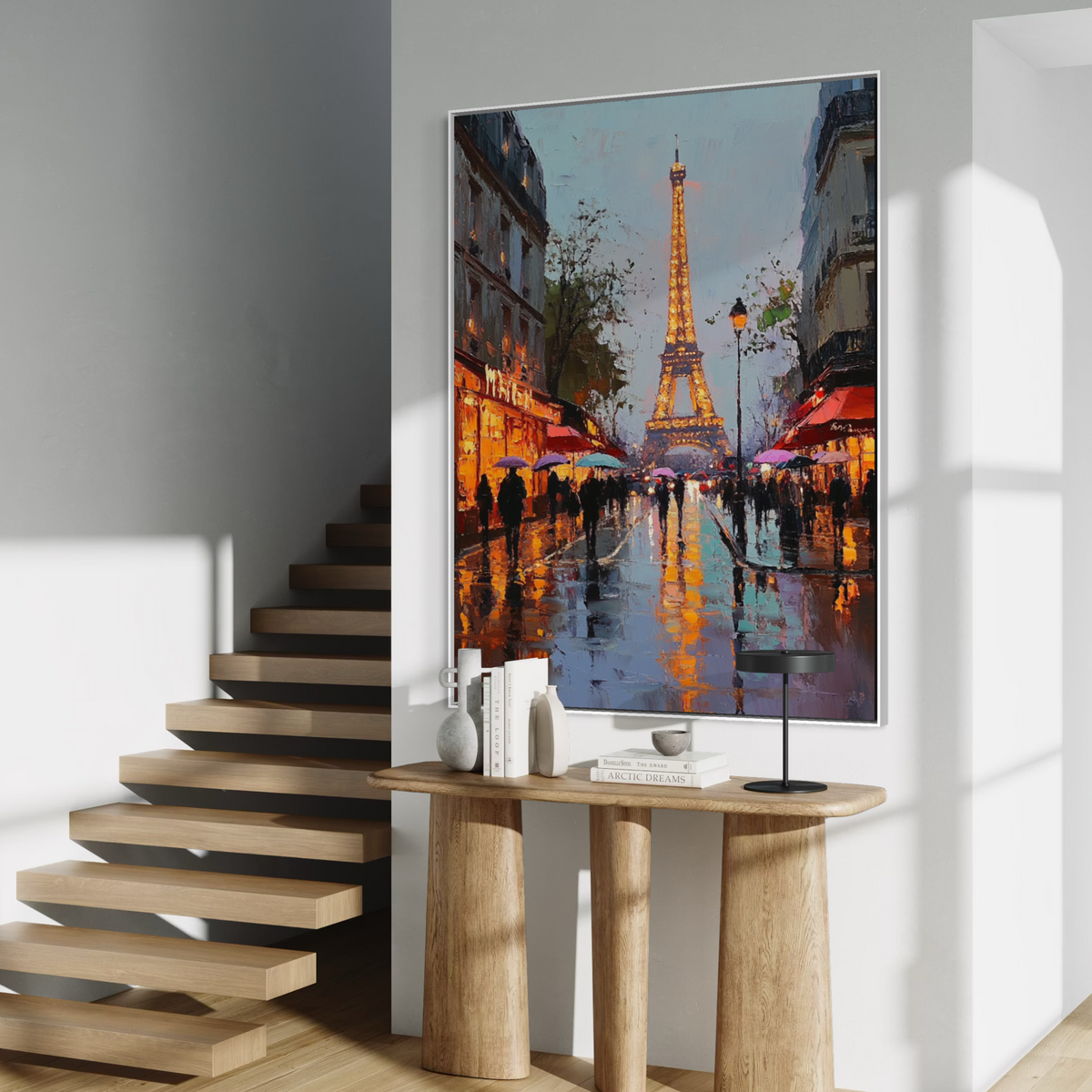 Eiffel in Violet Light - Hand Painting