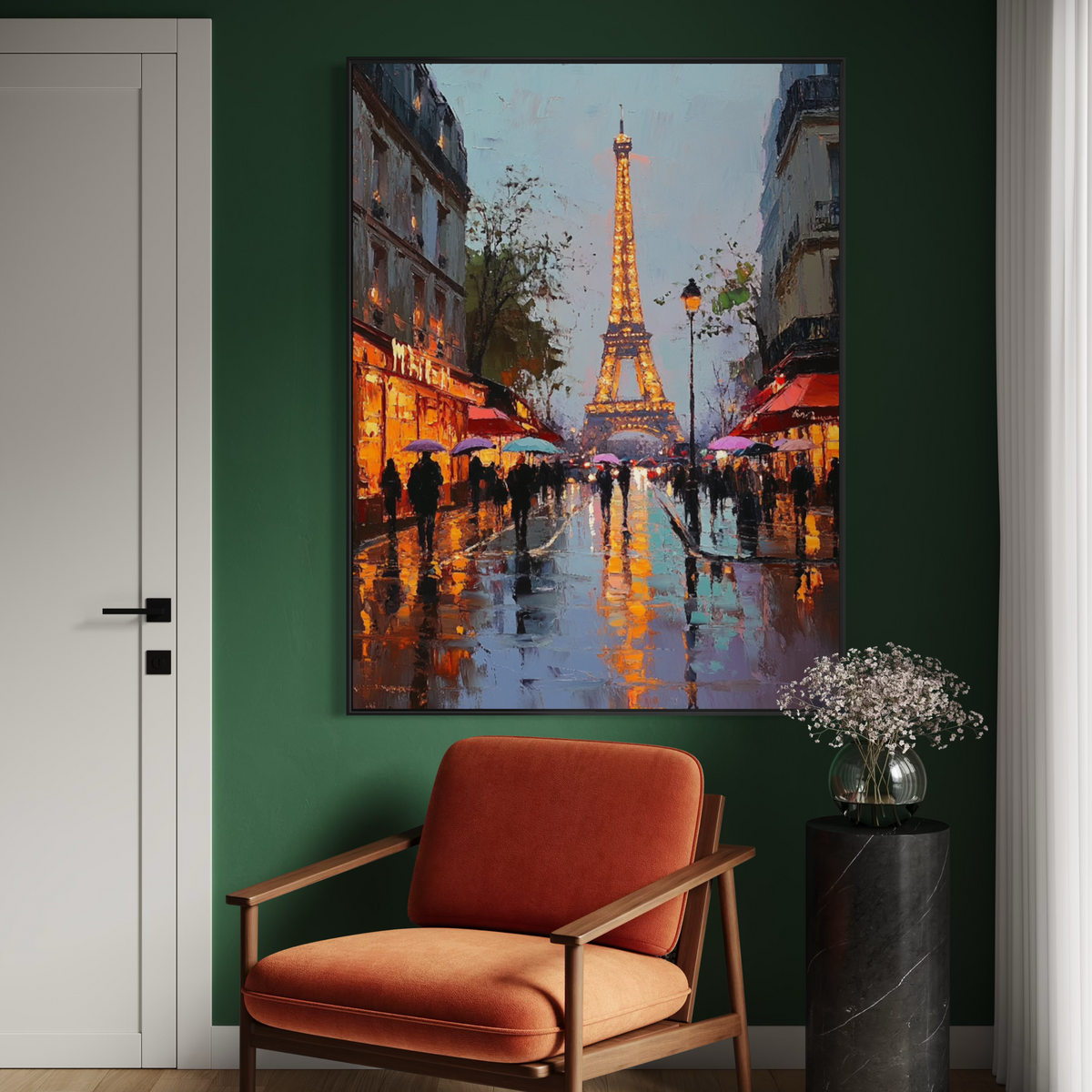 Eiffel in Violet Light - Hand Painting