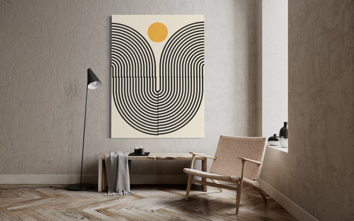 Konzeptioneller Sonnenuntergang Wabi Sabi Wall Art