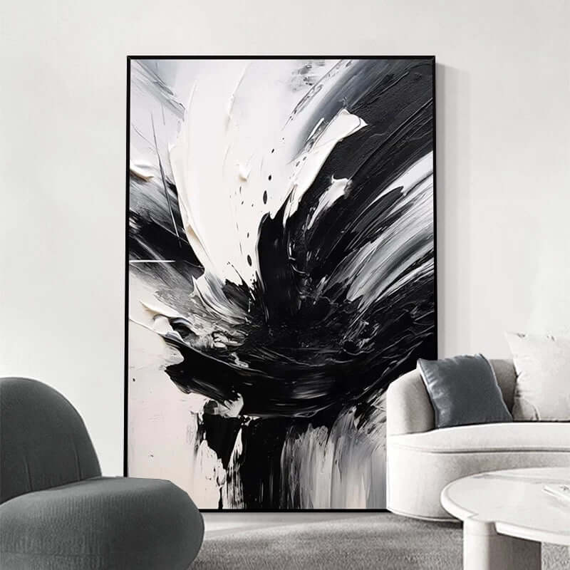 The Black White Splash - Hand Painting